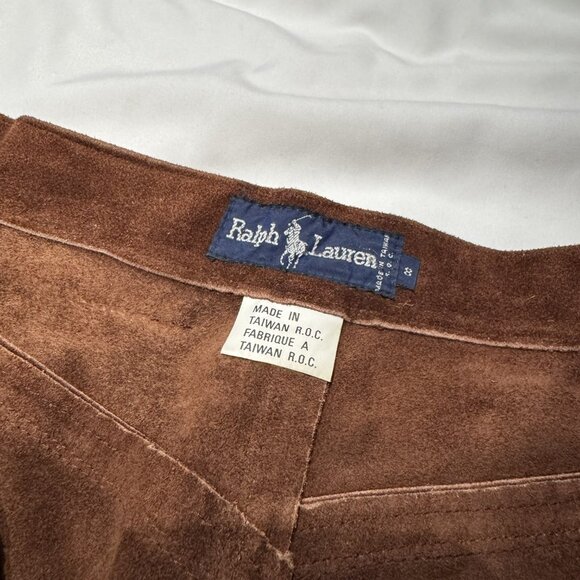 Vintage Ralph Lauren Suede Leather Skirt – Size 8 | Walnut Brown - Picture 5 of 7